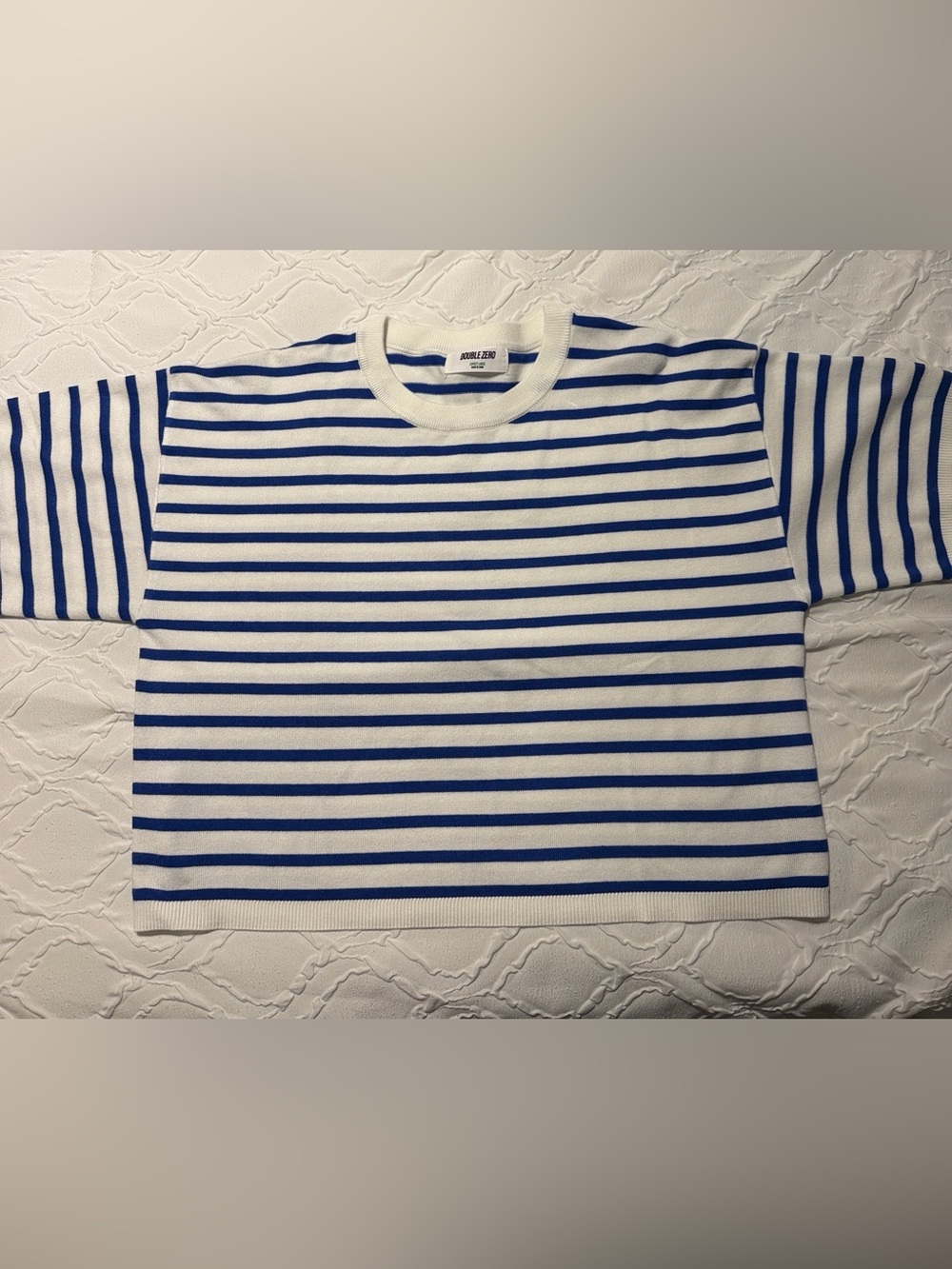 Double Zero Blue and White Striped Crewneck Sweater - Women